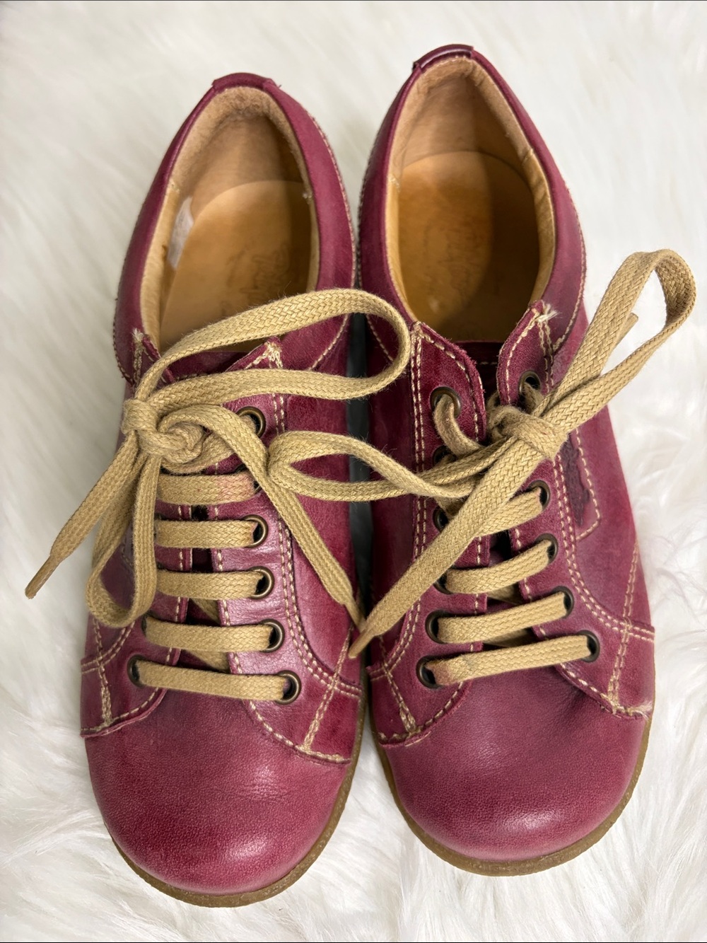 PORTOFINO Women's Burgundy Leather Lace-Up Casual Sneakers SIZE 36